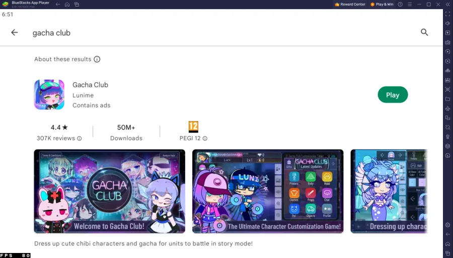 Download Gacha Club from the Google Play Store