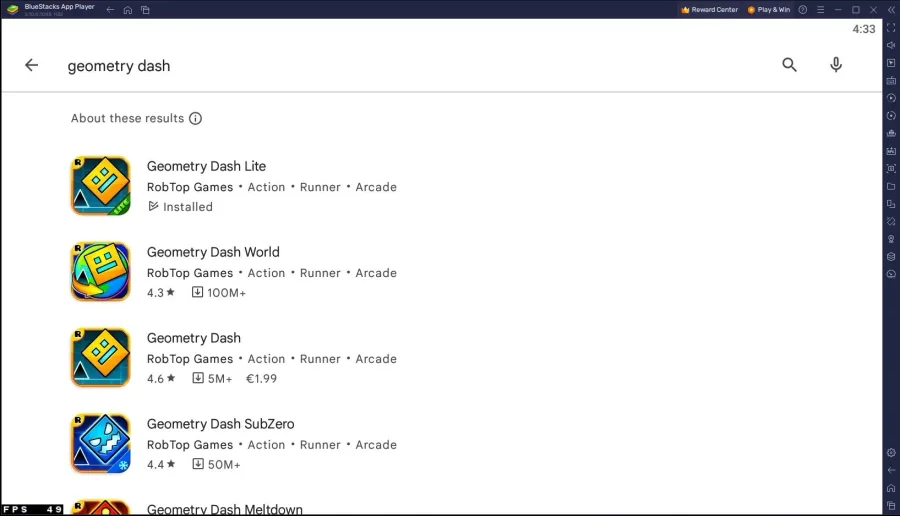 Google Play Store > Download Geometry Dash