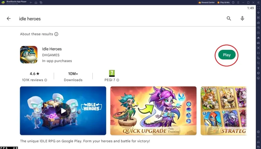 Google Play Store > Idle Heroes