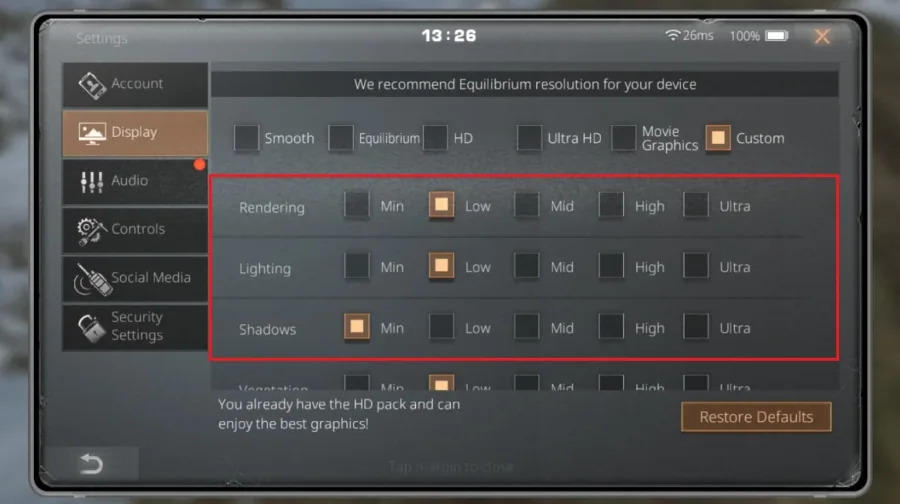 life after in game settings