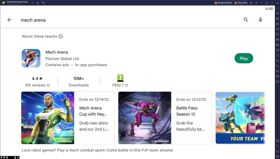 Google Play Store > Mech Arena