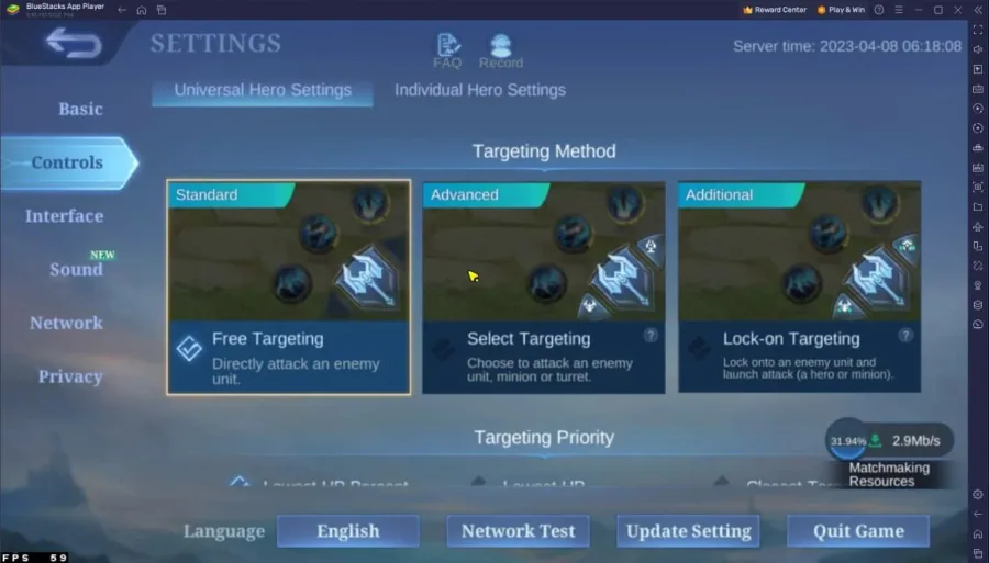 mobile legends controls settings