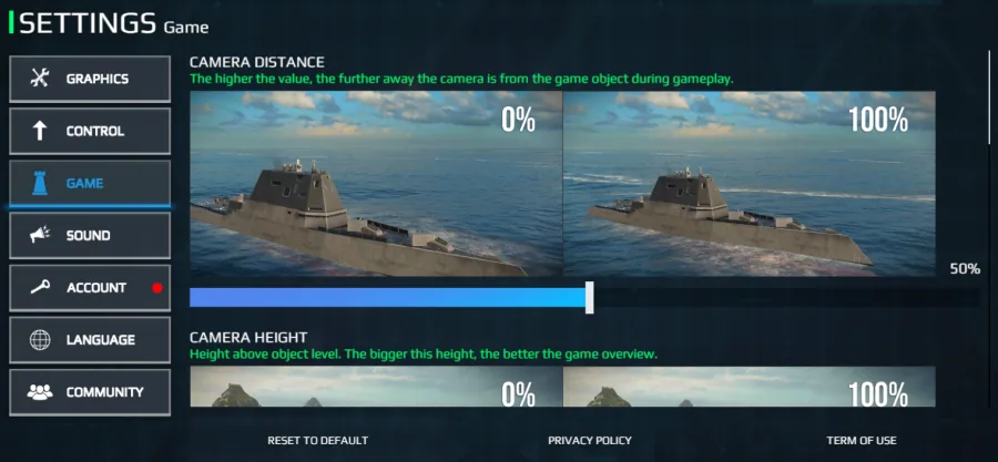 Modern Warships Game Settings