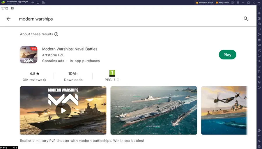 Download Modern Warships from the Google Play Store