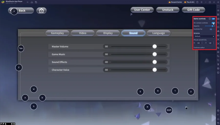 controls layout settings
