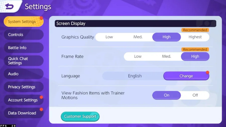 Pokémon Unite Graphics Quality Settings