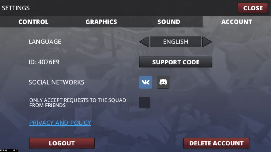 Polywar Account Settings