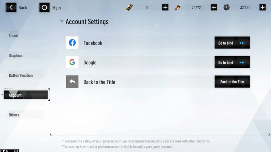Punishing: Grey Raven Account Settings