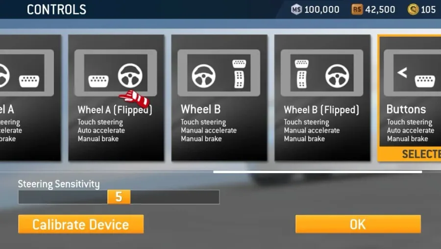 real racing 3 controls settings