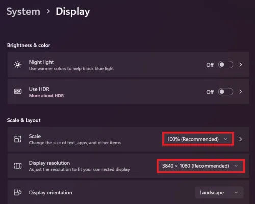 windows display settings