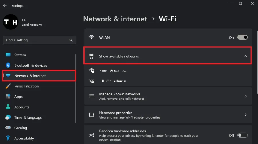 show available networks