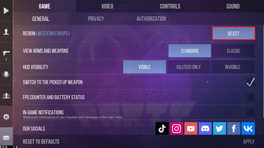 Standoff General Game Settings