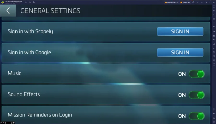 Star Trek Fleet Command Settings