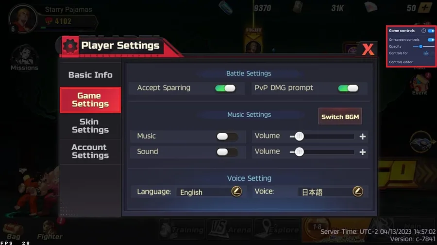 street fighter duel settings