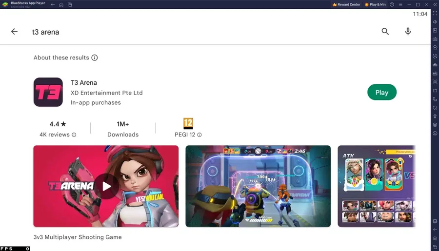 Google Play Store > T3 Arena > Download