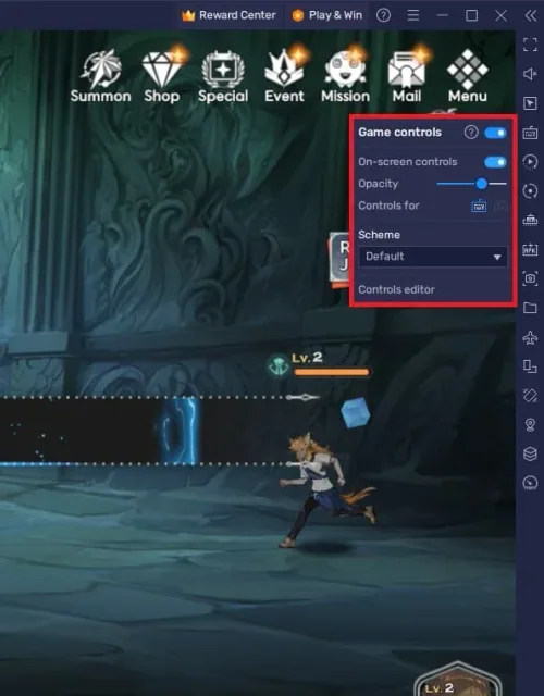 tower of god on screen controls