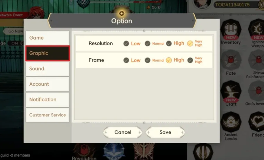 tower of god in game graphic settings
