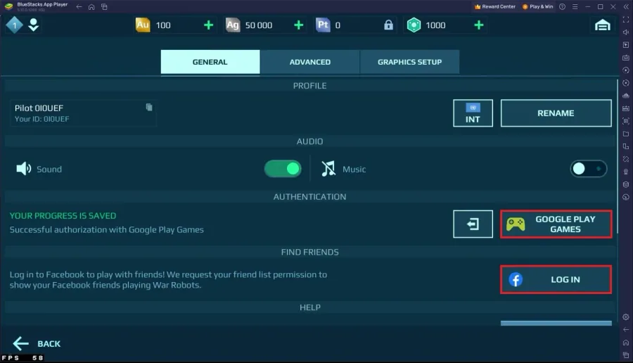War Roblox > Settings > General