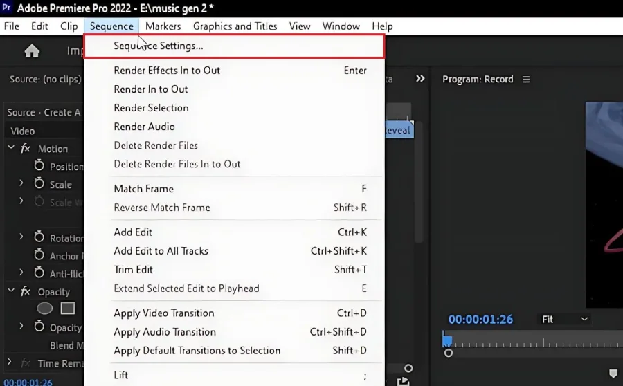 premiere pro sequence settings