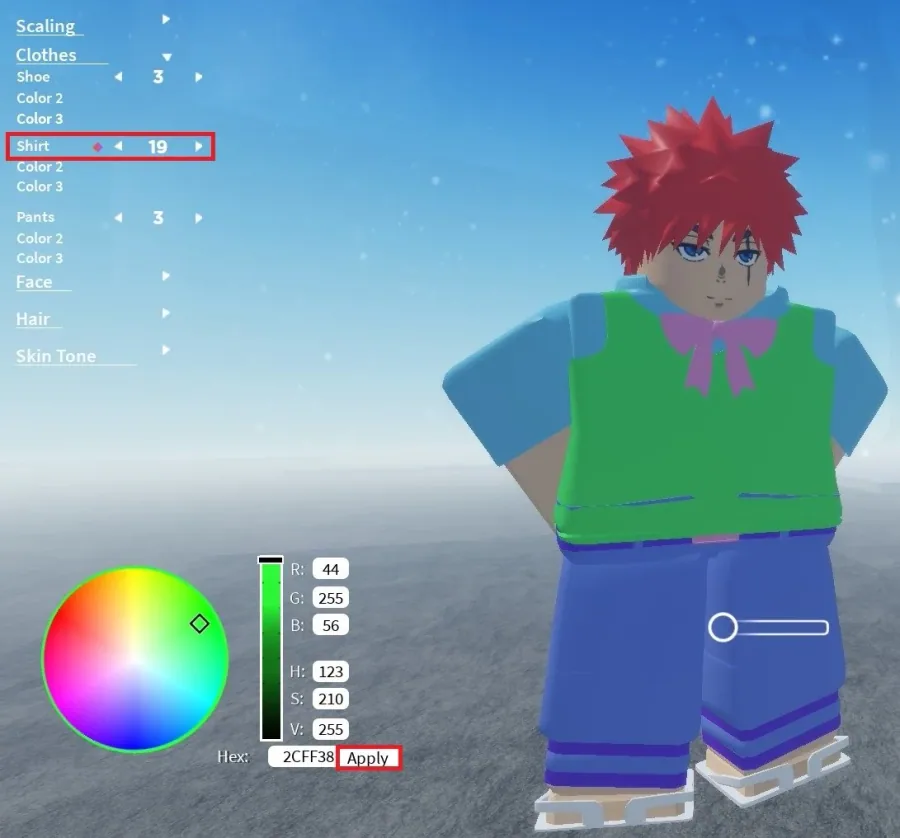 Change Clothing Items and Colors