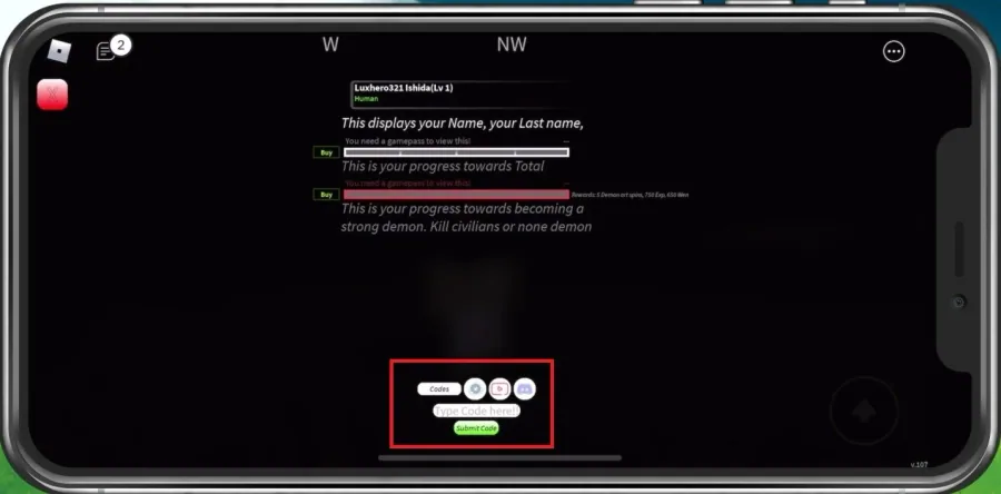 Select the book icon and here, you can proceed to enter a code which will allow y…