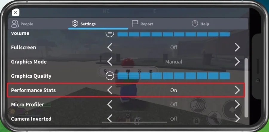 Roblox Settings > Performance Stats