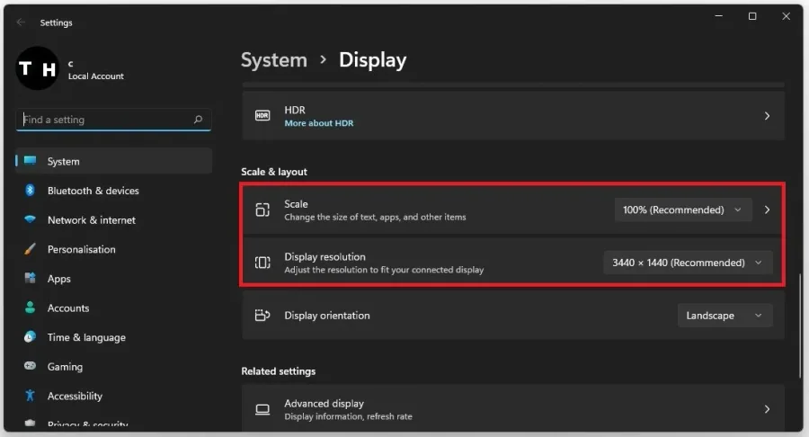 Windows Settings > Display