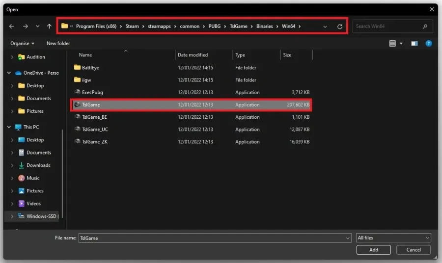 Program Files > Steam > steamapps > common > PUBG > TslGame > Binaries > Win64