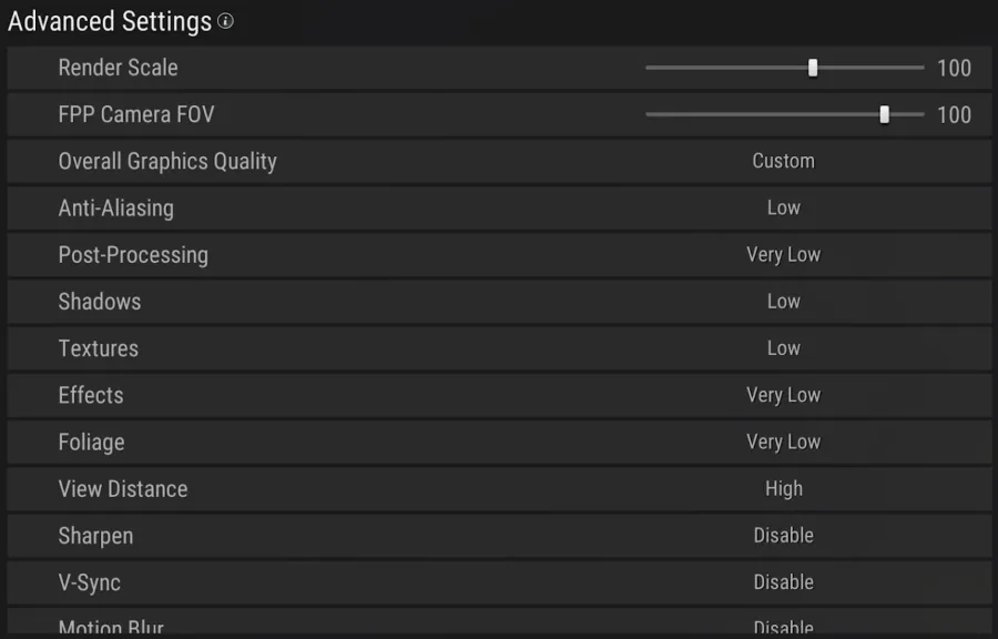 PUBG Settings > Graphics > Advanced Settings