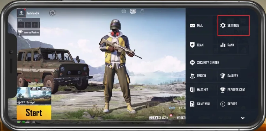 PUBG Mobile > Settings