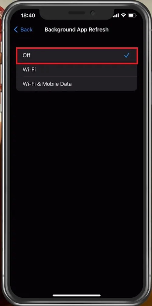 iPhone Settings > General > Background App Refresh