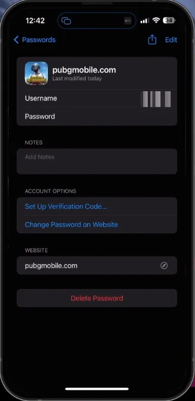 pubg mobile in password manager