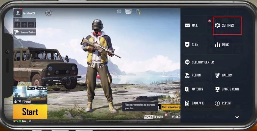 PUBG Mobile > Settings