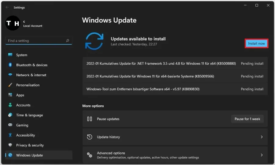 Windows Settings > Windows Update