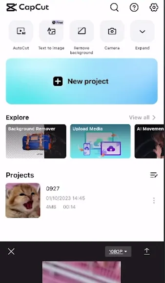 new capcut project