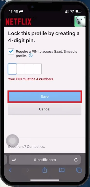 save pin