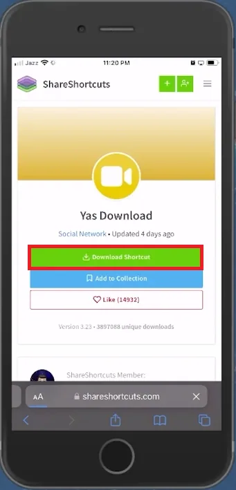 download shortcut
