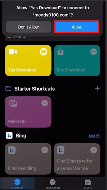 allow the shortcut