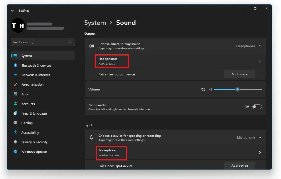 System Settings > Sound