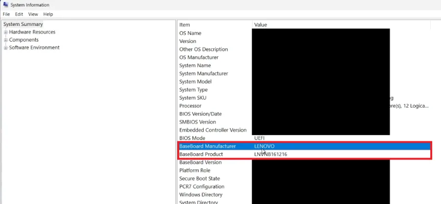 find sys information