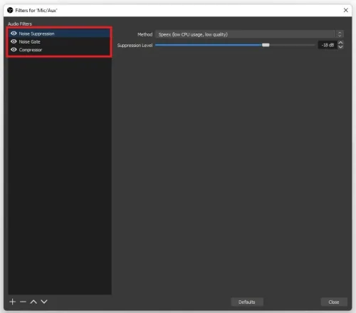 OBS Audio Filters