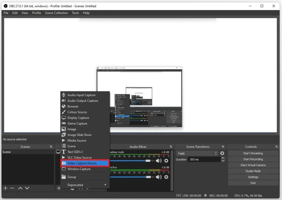 OBS Studio > Video Capture Device