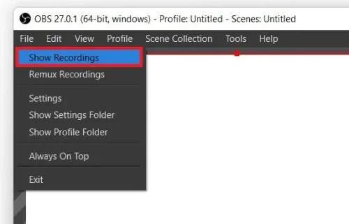 OBS Studio > File > Show Recordings