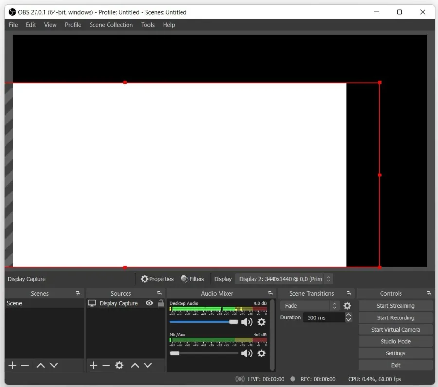 Resize the scenes within OBS
