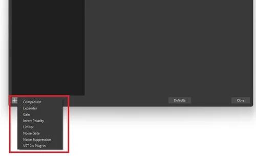 Add audio fliters for your audio input