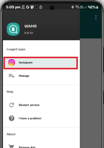 instagram under logged apps