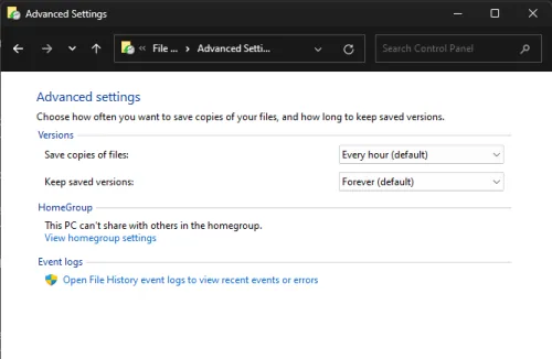 windows file history