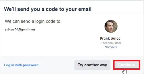send code to login to facebook