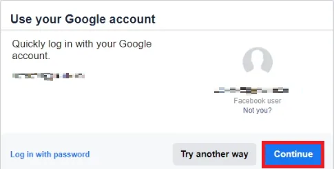 use google account to login to facebook