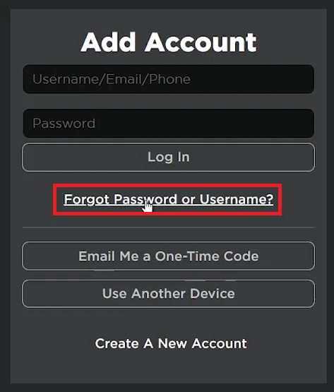 forgot password or username